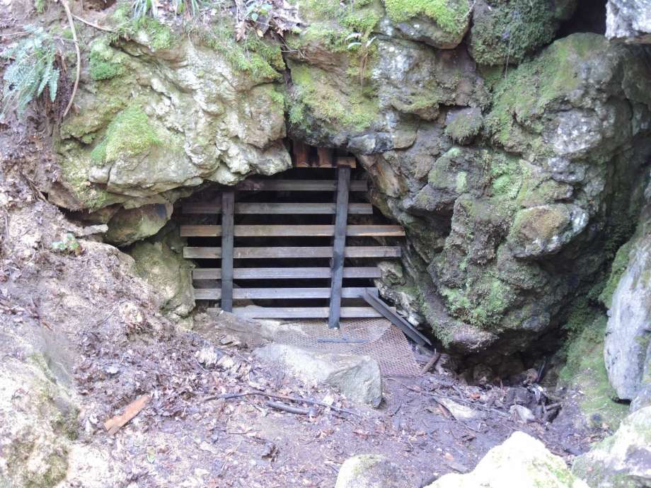 Gated entrance of Tory's Cave near New Milford, Connecticut.